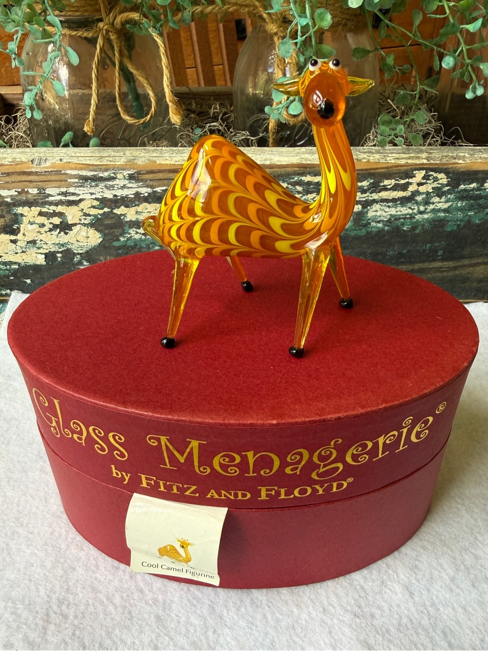 Fitz & Floyd Glass Menagerie Cool Camel Figurine Original Box Blown Art Glass